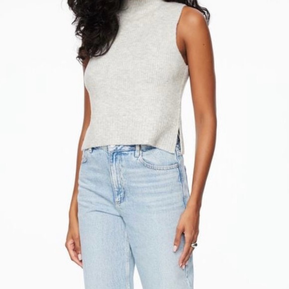 Dynamite Heavenlyarn Gray Ribbed Sleeveless Sweater - Picture 5 of 6